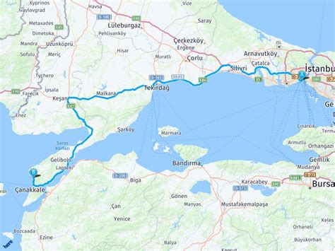 istanbul çanakkale en kısa yol güzergahı